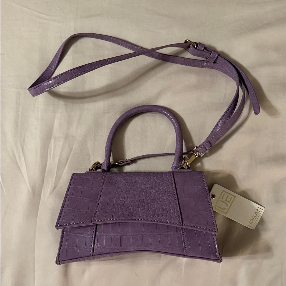 Urban Outfitters Lilac Croc-Textured Mini Bag